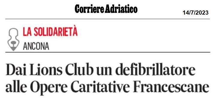 Dai Lions Club un defribirillatore alle Opere Caritative Francescane